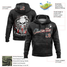 Загрузить изображение в средство просмотра галереи, Custom Stitched Black Vintage USA Flag-White 3D American Flag Retro Distressed Veteran Skull Grunge Sports Pullover Sweatshirt Hoodie
