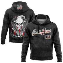 Загрузить изображение в средство просмотра галереи, Custom Stitched Black Vintage USA Flag-White 3D American Flag Retro Distressed Veteran Skull Grunge Sports Pullover Sweatshirt Hoodie