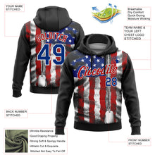 Загрузить изображение в средство просмотра галереи, Custom Stitched Black Royal Red-White 3D American Flag Retro Distressed Zip Grunge Sports Pullover Sweatshirt Hoodie