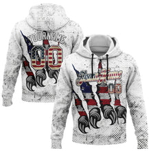 Загрузить изображение в средство просмотра галереи, Custom Stitched White Vintage USA Flag-Black 3D American Flag Retro Distressed Grunge Sports Pullover Sweatshirt Hoodie