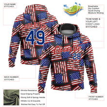 Загрузить изображение в средство просмотра галереи, Custom Stitched Black Royal Red-White 3D American Flag Retro Distressed Grunge Sports Pullover Sweatshirt Hoodie