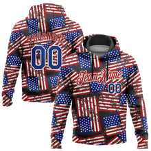 Загрузить изображение в средство просмотра галереи, Custom Stitched Black Royal Red-White 3D American Flag Retro Distressed Grunge Sports Pullover Sweatshirt Hoodie
