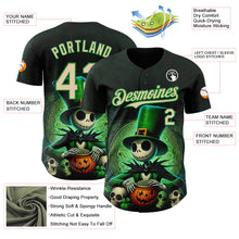 Загрузить изображение в средство просмотра галереи, Custom Black City Cream-Grass Green 3D Halloween Spooky Pumpkin Authentic Baseball Jersey