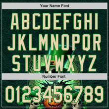 Загрузить изображение в средство просмотра галереи, Custom Black City Cream-Grass Green 3D Halloween Spooky Pumpkin Authentic Baseball Jersey