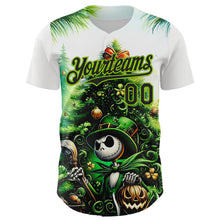 Загрузить изображение в средство просмотра галереи, Custom White Black-Neon Green 3D Halloween Spooky Pumpkin Authentic Baseball Jersey