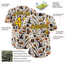Загрузить изображение в средство просмотра галереи, Custom White Yellow-Black 3D Halloween Spooky Pumpkin Authentic Baseball Jersey