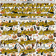 Загрузить изображение в средство просмотра галереи, Custom White Yellow-Black 3D Halloween Spooky Pumpkin Authentic Baseball Jersey