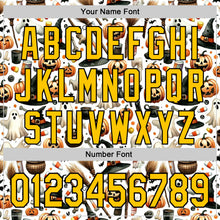 Загрузить изображение в средство просмотра галереи, Custom White Yellow-Black 3D Halloween Spooky Pumpkin Authentic Baseball Jersey