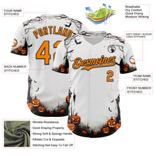 Загрузить изображение в средство просмотра галереи, Custom White Bay Orange-Black 3D Halloween Spooky Pumpkin Authentic Baseball Jersey