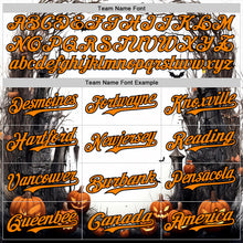 Загрузить изображение в средство просмотра галереи, Custom White Bay Orange-Black 3D Halloween Spooky Pumpkin Authentic Baseball Jersey