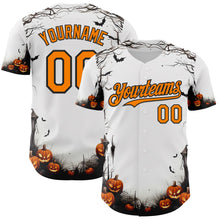 Загрузить изображение в средство просмотра галереи, Custom White Bay Orange-Black 3D Halloween Spooky Pumpkin Authentic Baseball Jersey