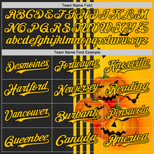Загрузить изображение в средство просмотра галереи, Custom Yellow Black 3D Halloween Spooky Pumpkin Stripe Authentic Baseball Jersey