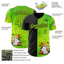 Загрузить изображение в средство просмотра галереи, Custom Black Neon Green 3D Halloween Spooky Pumpkin Authentic Baseball Jersey