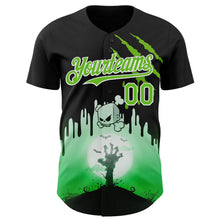 Загрузить изображение в средство просмотра галереи, Custom Black Aurora Green-White 3D Halloween Spooky Zombies Scratch Authentic Baseball Jersey
