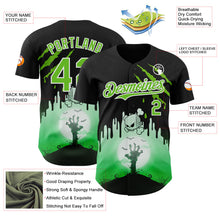 Загрузить изображение в средство просмотра галереи, Custom Black Aurora Green-White 3D Halloween Spooky Zombies Scratch Authentic Baseball Jersey
