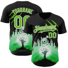Загрузить изображение в средство просмотра галереи, Custom Black Aurora Green-White 3D Halloween Spooky Zombies Scratch Authentic Baseball Jersey