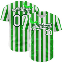 Загрузить изображение в средство просмотра галереи, Custom White Green 3D Halloween Spooky Bat Stripe Authentic Baseball Jersey
