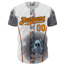 Загрузить изображение в средство просмотра галереи, Custom White Bay Orange Gray-Black 3D Halloween Spooky Pumpkin Authentic Baseball Jersey