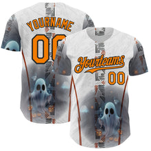 Загрузить изображение в средство просмотра галереи, Custom White Bay Orange Gray-Black 3D Halloween Spooky Pumpkin Authentic Baseball Jersey