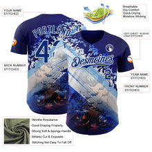 Load image into Gallery viewer, Custom Blue Royal-White 3D Halloween Spooky Pumpkin Bat Authentic Baseball Jersey