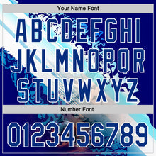 Load image into Gallery viewer, Custom Blue Royal-White 3D Halloween Spooky Pumpkin Bat Authentic Baseball Jersey