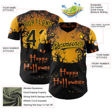 Загрузить изображение в средство просмотра галереи, Custom Yellow Black 3D Halloween Spooky Pumpkin Authentic Baseball Jersey