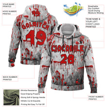 Загрузить изображение в средство просмотра галереи, Custom Gray Red-Black 3D Halloween Creepy Blood Horror Sports Pullover Sweatshirt Hoodie