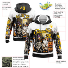 Загрузить изображение в средство просмотра галереи, Custom White Yellow-Black 3D Halloween Pumpkin Spooky Sports Pullover Sweatshirt Hoodie