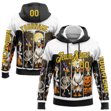 Загрузить изображение в средство просмотра галереи, Custom White Yellow-Black 3D Halloween Pumpkin Spooky Sports Pullover Sweatshirt Hoodie