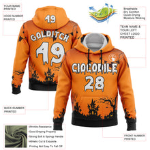 Laden Sie das Bild in den Galerie-Viewer, Custom Orange White-Black 3D Halloween Spider Net Spooky Sports Pullover Sweatshirt Hoodie