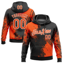 Load image into Gallery viewer, Custom Stitched Black Orange-White 3D Pattern Design Abstract Brush Stroke Sports Pullover Sweatshirt Hoodie