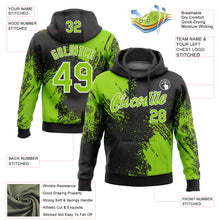 Load image into Gallery viewer, Custom Stitched Black Neon Green-White 3D Pattern Design Abstract Brush Stroke Sports Pullover Sweatshirt Hoodie