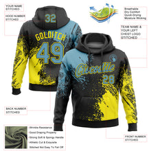 Load image into Gallery viewer, Custom Stitched Black Shadow Blue-Light Yellow 3D Pattern Design Abstract Brush Stroke Sports Pullover Sweatshirt Hoodie