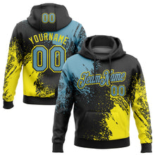 Load image into Gallery viewer, Custom Stitched Black Shadow Blue-Light Yellow 3D Pattern Design Abstract Brush Stroke Sports Pullover Sweatshirt Hoodie