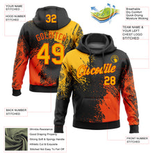 Load image into Gallery viewer, Custom Stitched Black Gold-Orange 3D Pattern Design Abstract Brush Stroke Sports Pullover Sweatshirt Hoodie