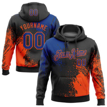 Load image into Gallery viewer, Custom Stitched Black Royal-Orange 3D Pattern Design Abstract Brush Stroke Sports Pullover Sweatshirt Hoodie
