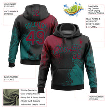 Load image into Gallery viewer, Custom Stitched Black Crimson-Teal 3D Pattern Design Abstract Brush Stroke Sports Pullover Sweatshirt Hoodie