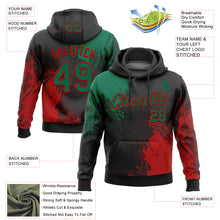 Load image into Gallery viewer, Custom Stitched Black Kelly Green-Red 3D Pattern Design Abstract Brush Stroke Sports Pullover Sweatshirt Hoodie