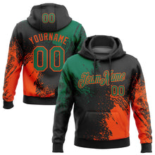 Load image into Gallery viewer, Custom Stitched Black Kelly Green-Orange 3D Pattern Design Abstract Brush Stroke Sports Pullover Sweatshirt Hoodie