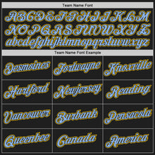 Load image into Gallery viewer, Custom Stitched Black Light Blue-Yellow 3D Pattern Design Abstract Brush Stroke Sports Pullover Sweatshirt Hoodie