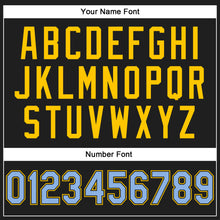 Load image into Gallery viewer, Custom Stitched Black Light Blue-Yellow 3D Pattern Design Abstract Brush Stroke Sports Pullover Sweatshirt Hoodie