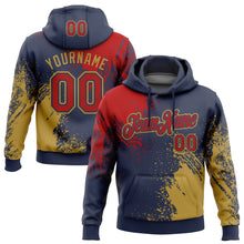 Laden Sie das Bild in den Galerie-Viewer, Custom Stitched Navy Red-Old Gold 3D Pattern Design Abstract Brush Stroke Sports Pullover Sweatshirt Hoodie