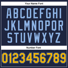 Charger l'image dans la galerie, Custom Stitched Navy Gold-Light Blue 3D Pattern Design Abstract Brush Stroke Sports Pullover Sweatshirt Hoodie