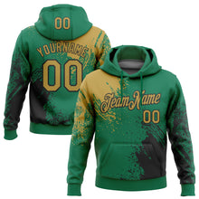 Загрузить изображение в средство просмотра галереи, Custom Stitched Kelly Green Old Gold-Black 3D Pattern Design Abstract Brush Stroke Sports Pullover Sweatshirt Hoodie