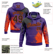 Загрузить изображение в средство просмотра галереи, Custom Stitched Purple Black-Orange 3D Pattern Design Abstract Brush Stroke Sports Pullover Sweatshirt Hoodie