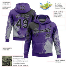 Загрузить изображение в средство просмотра галереи, Custom Stitched Purple Black-Gray 3D Pattern Design Abstract Brush Stroke Sports Pullover Sweatshirt Hoodie