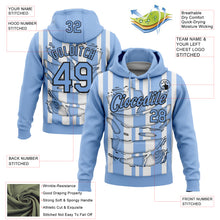 Load image into Gallery viewer, Custom Stitched Light Blue White-Black 3D Pattern Design Stripe Sports Pullover Sweatshirt Hoodie