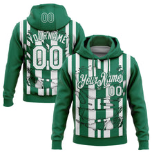 Загрузить изображение в средство просмотра галереи, Custom Stitched Kelly Green White 3D Pattern Design Stripe Sports Pullover Sweatshirt Hoodie