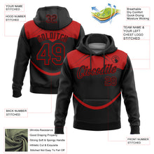 Загрузить изображение в средство просмотра галереи, Custom Stitched Black Red 3D Pattern Design Line Sports Pullover Sweatshirt Hoodie