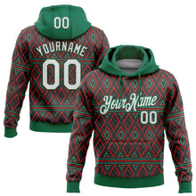 Laden Sie das Bild in den Galerie-Viewer, Custom Stitched Black White Kelly Green-Red 3D Pattern Design Geometric Shape Sports Pullover Sweatshirt Hoodie